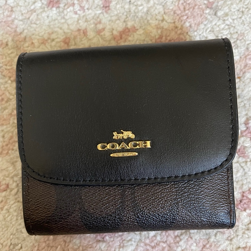 Coach signature monogram wallet black brown